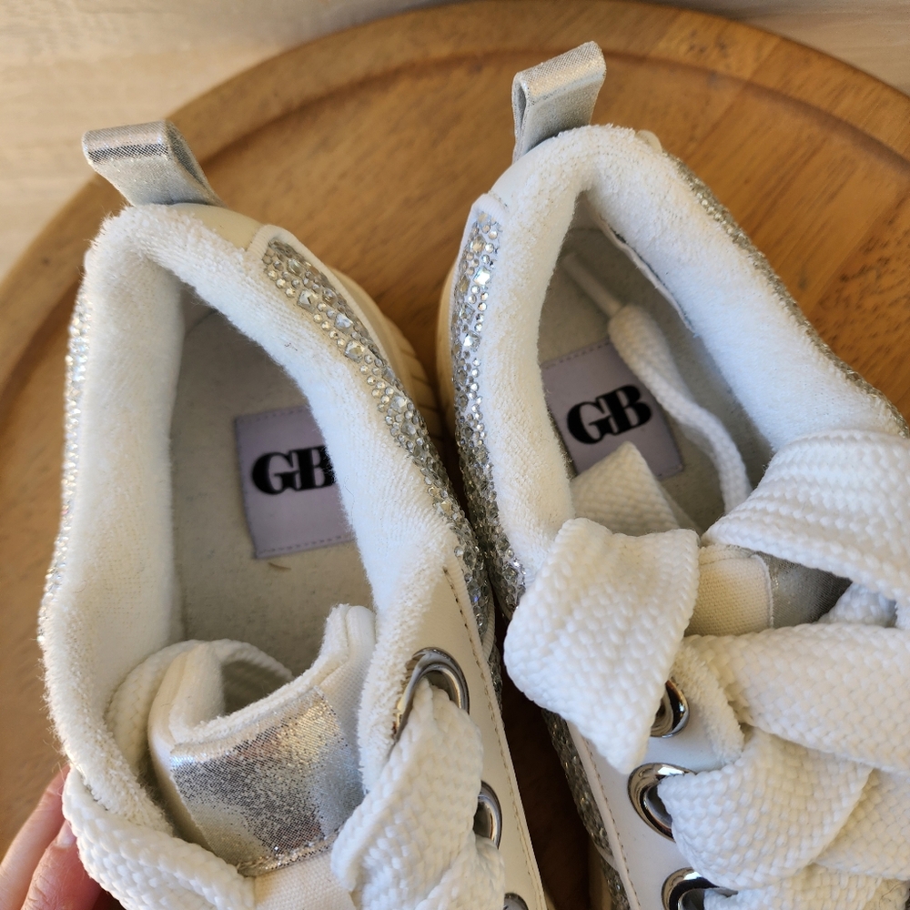 Gianni Bini White and Silver Glitter Platform Sneakers - Picture 8 of 10